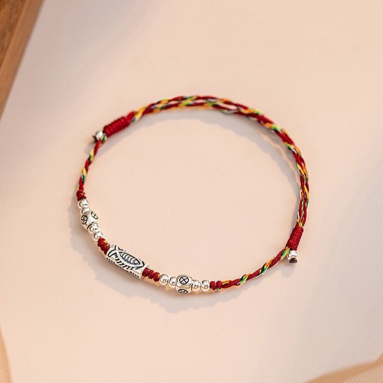 Fortune Lotus 925 Silver Lucky Koi Braided Red Rope Bracelet – Bracelet for tags