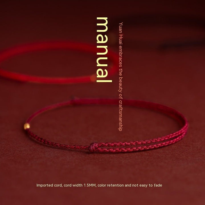 Fortune Lotus Braided Rope Bracelet with Small Beads – Handmade Red, Black, or Wine Rope Talisman – Bracelet for tags