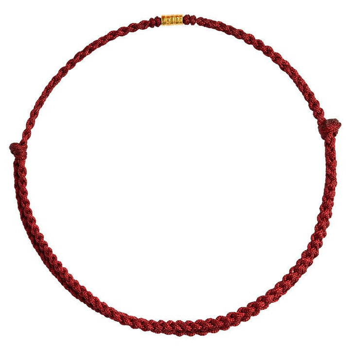 Fortune Lotus Braided Rope Bracelet with Small Beads – Handmade Red, Black, or Wine Rope Talisman – Bracelet for tags