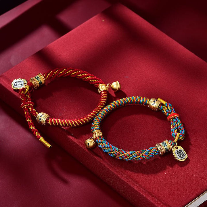 Fortune Lotus Corn Knot Pattern Rope Bracelet – Handmade Talisman for Protection &amp; Blessings – Bracelet for tags