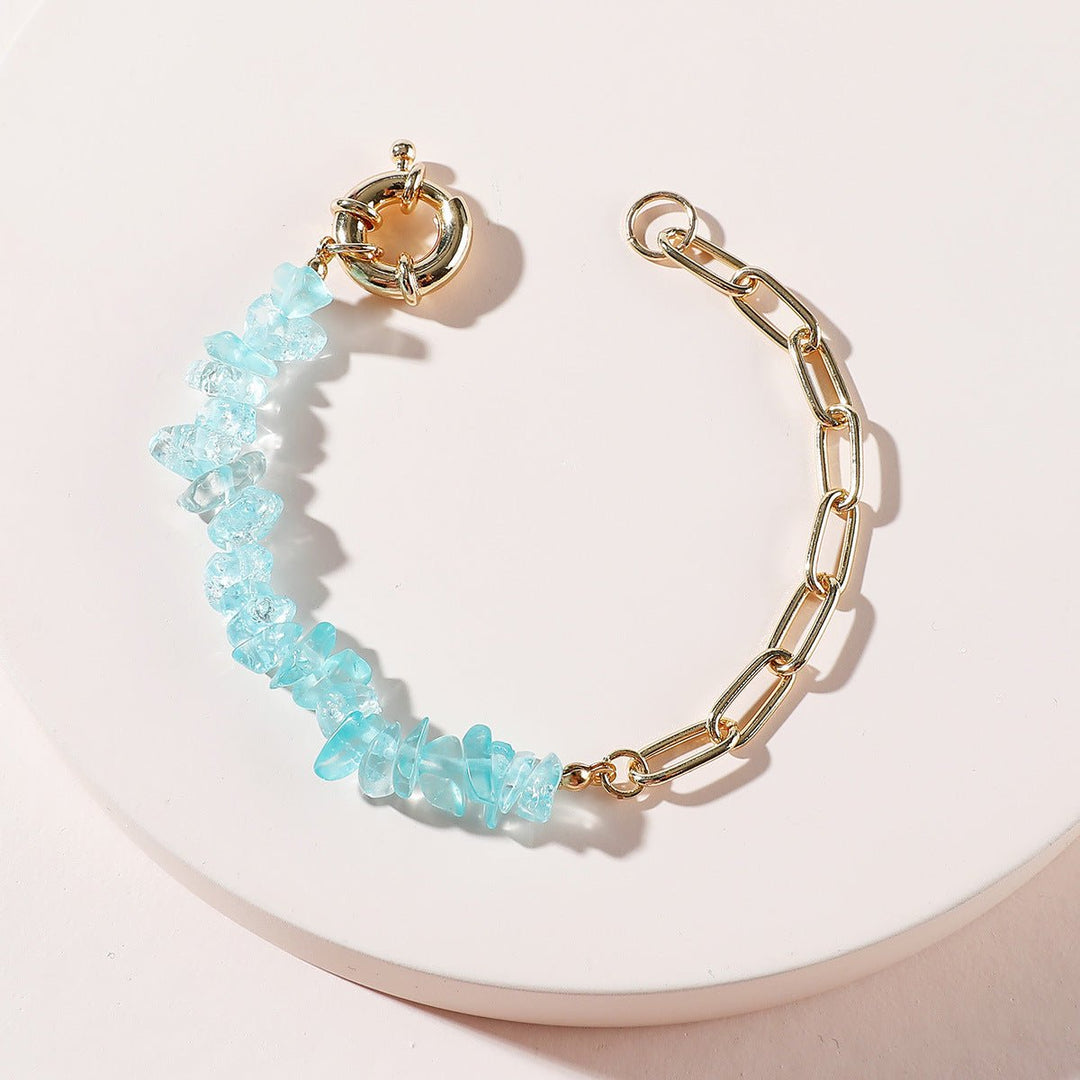 Fortune Lotus Crystal Chip &amp; Chain Bracelet – Amethyst, Rose Quartz, Aquamarine Variants – Bracelet for tags