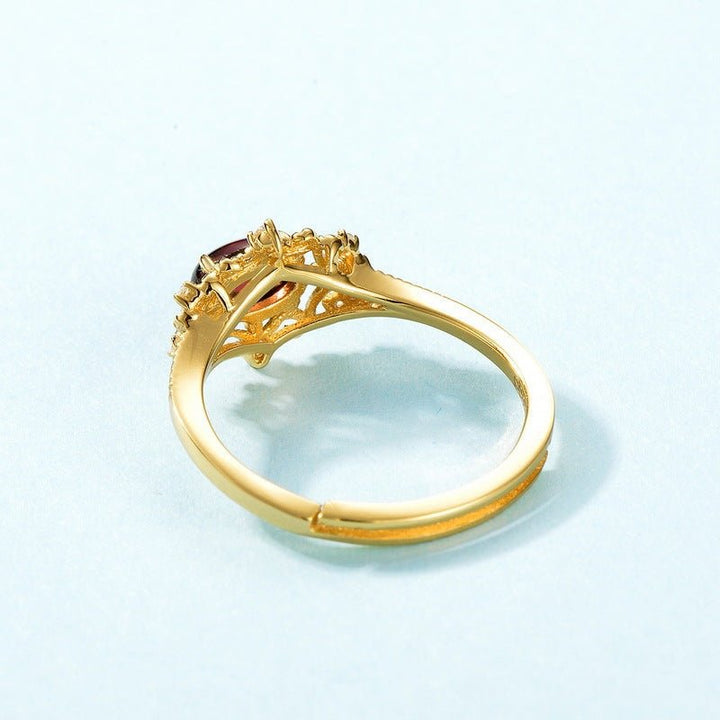 Fortune Lotus Garnet Radiance Ring – Passion, Strength &amp; Renewal – Rings for tags