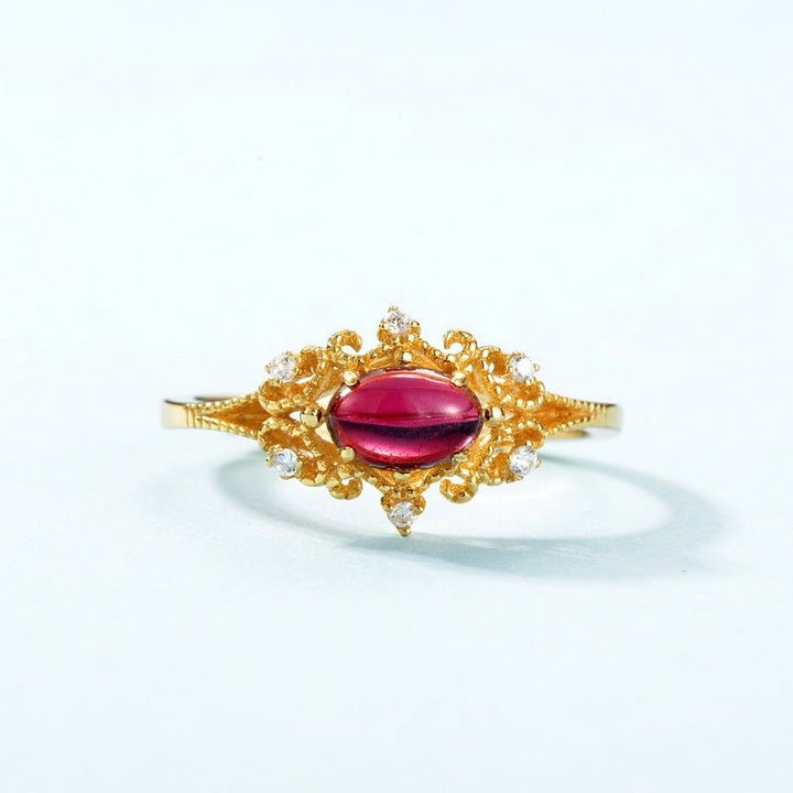 Fortune Lotus Garnet Radiance Ring – Passion, Strength &amp; Renewal – Rings for tags
