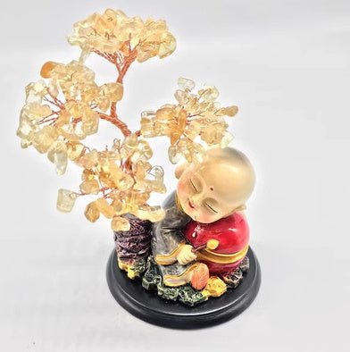 Fortune Lotus Natural Crystal Lucky Tree – Handmade Energy Gemstone Decoration for Home &amp; Office – Bracelet for tags