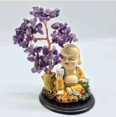 Fortune Lotus Natural Crystal Lucky Tree – Handmade Energy Gemstone Decoration for Home &amp; Office – Bracelet for tags