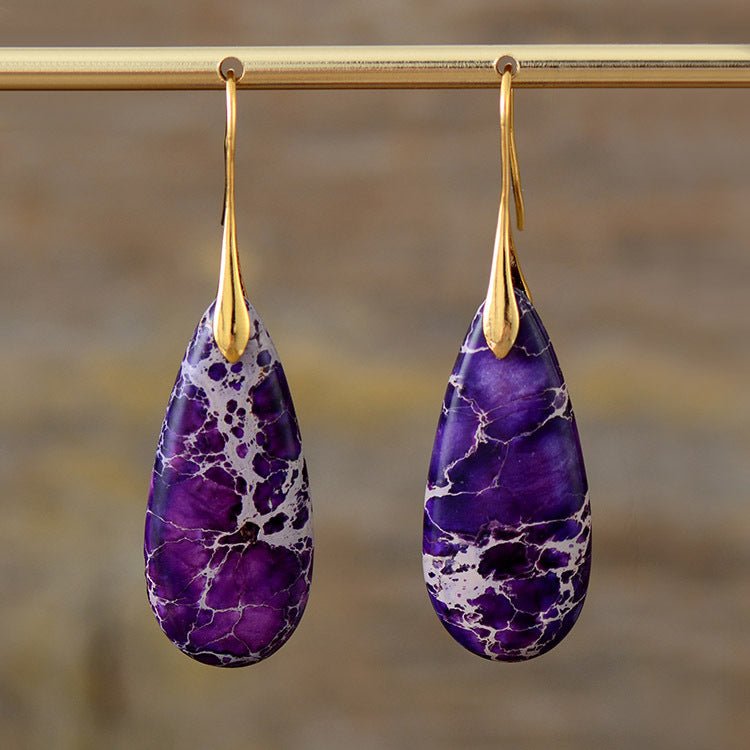 Fortune Lotus Natural Emperor Stone Water Drop Earrings – Elegant Crystal Jewelry – Earring for tags