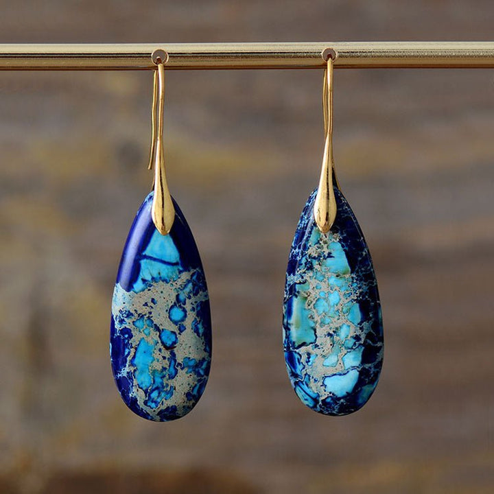 Fortune Lotus Natural Emperor Stone Water Drop Earrings – Elegant Crystal Jewelry – Earring for tags