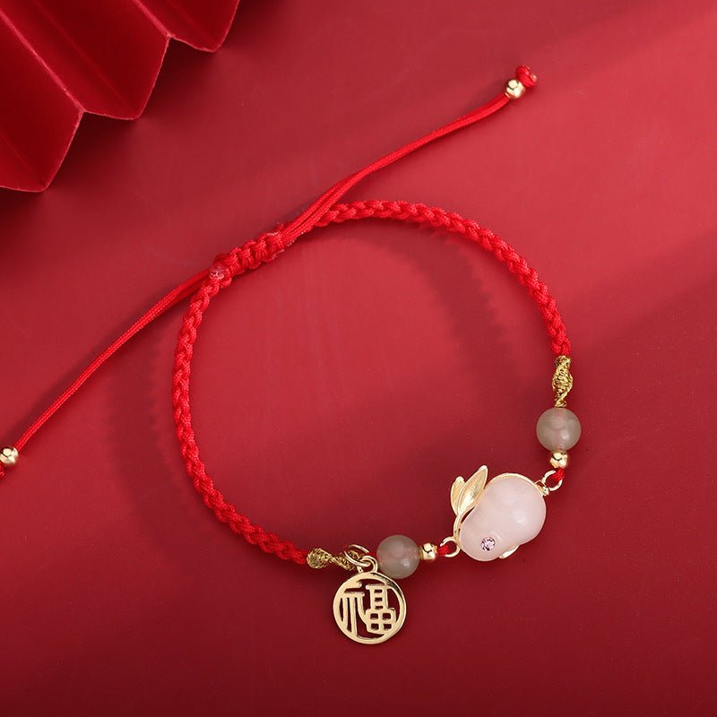 Fortune Lotus Silver - Plated Jade Rabbit Bracelet – Chinese Zodiac Jewelry for Protection &amp; Harmony – Bracelet for tags