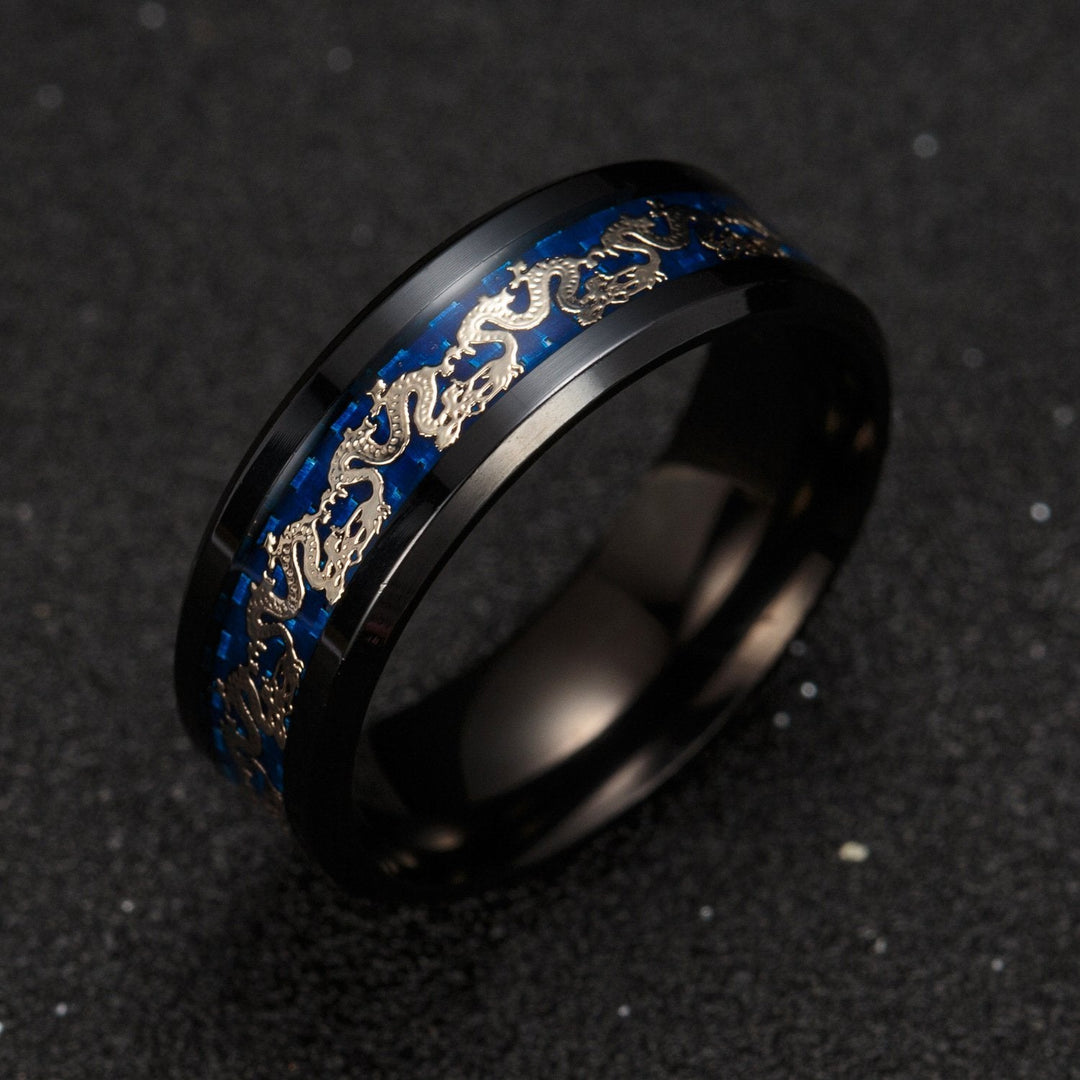 Fortune Lotus Vintage Chinese Dragon Plated Black Ring – Power, Protection &amp; Strength – Rings for tags