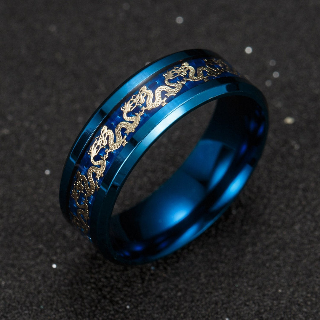 Fortune Lotus Vintage Chinese Dragon Plated Black Ring – Power, Protection &amp; Strength – Rings for tags