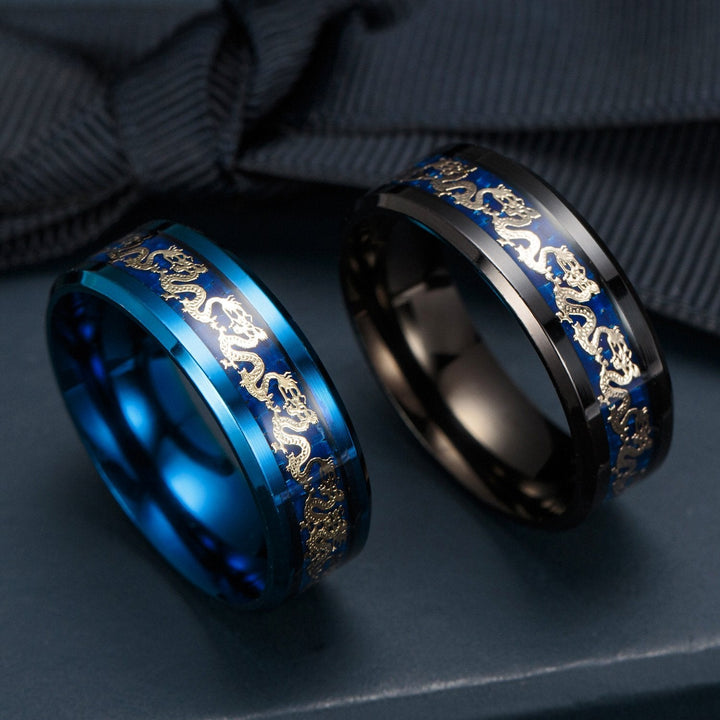 Fortune Lotus Vintage Chinese Dragon Plated Black Ring – Power, Protection &amp; Strength – Rings for tags